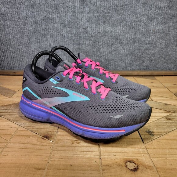 Brooks Shoes - Brooks Ghost 15 Shoes Womens 8 Black Blue Aruba Pink Daily Road Jogging Trainer